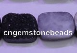 CAG8257 Top drilled 18*25mm rectangle black plated druzy agate beads