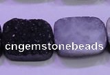 CAG8257 Top drilled 18*25mm rectangle black plated druzy agate beads