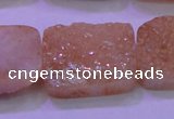 CAG8261 Top drilled 20*30mm rectangle champagne plated druzy agate beads