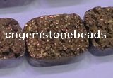 CAG8263 Top drilled 20*30mm rectangle glod plated druzy agate beads