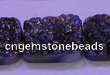 CAG8264 Top drilled 20*30mm rectangle rainbow plated druzy agate beads