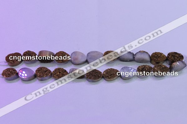 CAG8273 7.5 inches 10*14mm teardrop gold plated druzy agate beads