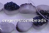 CAG8276 7.5 inches 10*14mm teardrop blue plated druzy agate beads