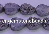 CAG8282 7.5 inches 12*16mm teardrop silver plated druzy agate beads