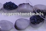 CAG8286 7.5 inches 12*16mm teardrop blue plated druzy agate beads