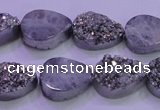 CAG8292 7.5 inches 13*18mm teardrop silver plated druzy agate beads