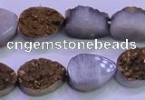 CAG8293 7.5 inches 13*18mm teardrop gold plated druzy agate beads