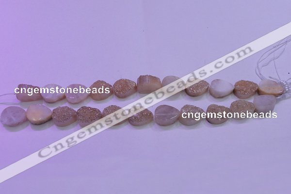 CAG8301 7.5 inches 15*20mm teardrop champagne plated druzy agate beads