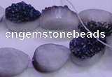 CAG8306 7.5 inches 15*20mm teardrop blue plated druzy agate beads