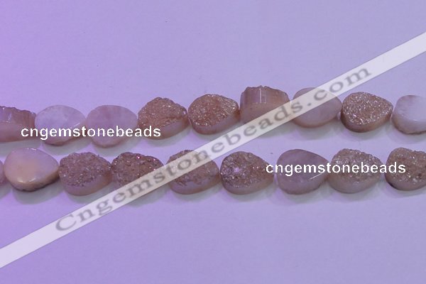 CAG8311 7.5 inches 18*25mm teardrop champagne plated druzy agate beads