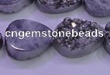 CAG8312 7.5 inches 18*25mm teardrop silver plated druzy agate beads