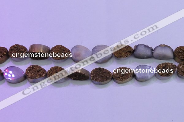 CAG8313 7.5 inches 18*25mm teardrop gold plated druzy agate beads