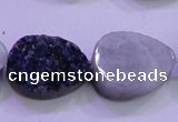 CAG8316 7.5 inches 18*25mm teardrop blue plated druzy agate beads