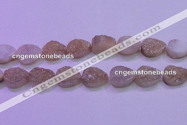 CAG8321 7.5 inches 20*30mm teardrop champagne plated druzy agate beads