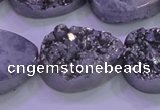 CAG8322 7.5 inches 20*30mm teardrop silver plated druzy agate beads