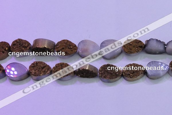 CAG8323 7.5 inches 20*30mm teardrop gold plated druzy agate beads