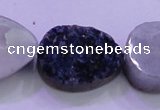 CAG8326 7.5 inches 20*30mm teardrop blue plated druzy agate beads