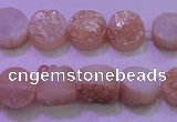 CAG8331 7.5 inches 10mm coin champagne plated druzy agate beads