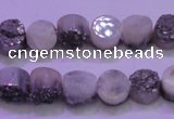 CAG8332 7.5 inches 10mm coin silver plated druzy agate beads