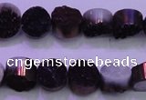 CAG8335 7.5 inches 10mm coin purple plated druzy agate beads