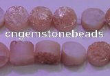 CAG8341 7.5 inches 12mm coin champagne plated druzy agate beads