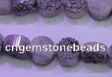 CAG8342 7.5 inches 12mm coin silver plated druzy agate beads