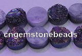 CAG8344 7.5 inches 12mm coin rainbow plated druzy agate beads