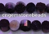 CAG8345 7.5 inches 12mm coin purple plated druzy agate beads