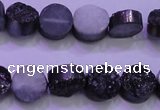 CAG8347 7.5 inches 12mm coin black plated druzy agate beads