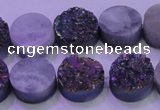 CAG8354 7.5 inches 14mm coin rainbow plated druzy agate beads