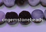 CAG8355 7.5 inches 14mm coin purple plated druzy agate beads