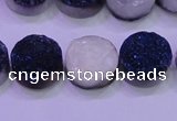 CAG8356 7.5 inches 14mm coin blue plated druzy agate beads