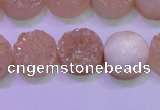 CAG8361 7.5 inches 16mm coin champagne plated druzy agate beads