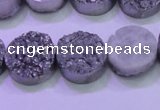 CAG8362 7.5 inches 16mm coin silver plated druzy agate beads