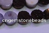 CAG8365 7.5 inches 16mm coin purple plated druzy agate beads