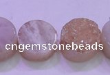 CAG8381 7.5 inches 20mm coin champagne plated druzy agate beads