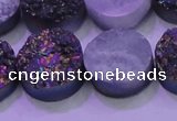 CAG8384 7.5 inches 20mm coin rainbow plated druzy agate beads