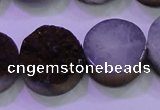 CAG8385 7.5 inches 20mm coin purple plated druzy agate beads