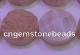 CAG8391 7.5 inches 25mm coin champagne plated druzy agate beads