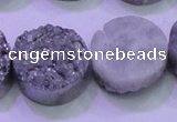 CAG8392 7.5 inches 25mm coin silver plated druzy agate beads