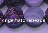 CAG8394 7.5 inches 25mm coin rainbow plated druzy agate beads