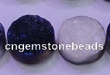 CAG8396 7.5 inches 25mm coin blue plated druzy agate beads