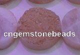 CAG8401 7.5 inches 30mm coin champagne plated druzy agate beads