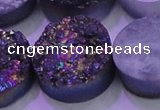 CAG8404 7.5 inches 30mm coin rainbow plated druzy agate beads