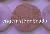 CAG8411 7.5 inches 35mm coin champagne plated druzy agate beads