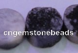 CAG8417 7.5 inches 35mm coin black plated druzy agate beads