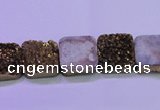 CAG8421 7.5 inches 12*12mm square gold plated druzy agate beads