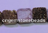 CAG8425 7.5 inches 20*20mm square gold plated druzy agate beads