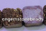 CAG8428 7.5 inches 28*28mm square gold plated druzy agate beads