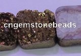 CAG8429 7.5 inches 30*30mm square gold plated druzy agate beads